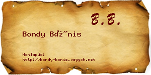 Bondy Bónis névjegykártya